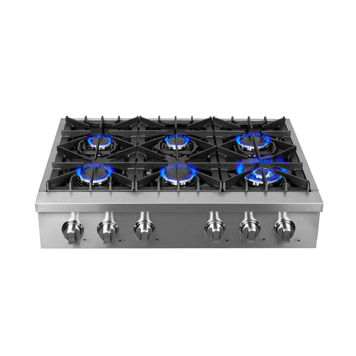 Forno Lseo 36"  Gas Rangetop, 6 Burners, Griddle FCTGS5737-36