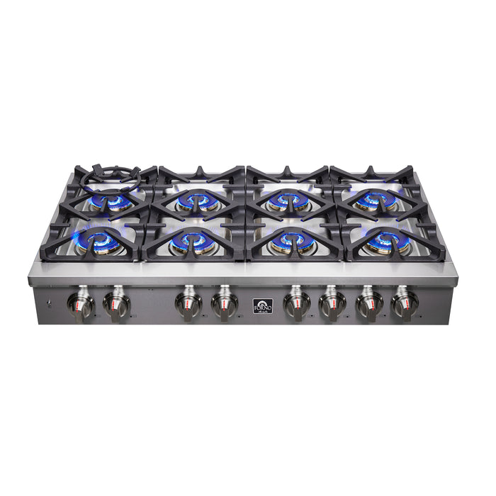 Forno Spezia 48" Cooktop, 8 Burners. Wok Ring and Grill/Griddle Included FCTGS5751-48