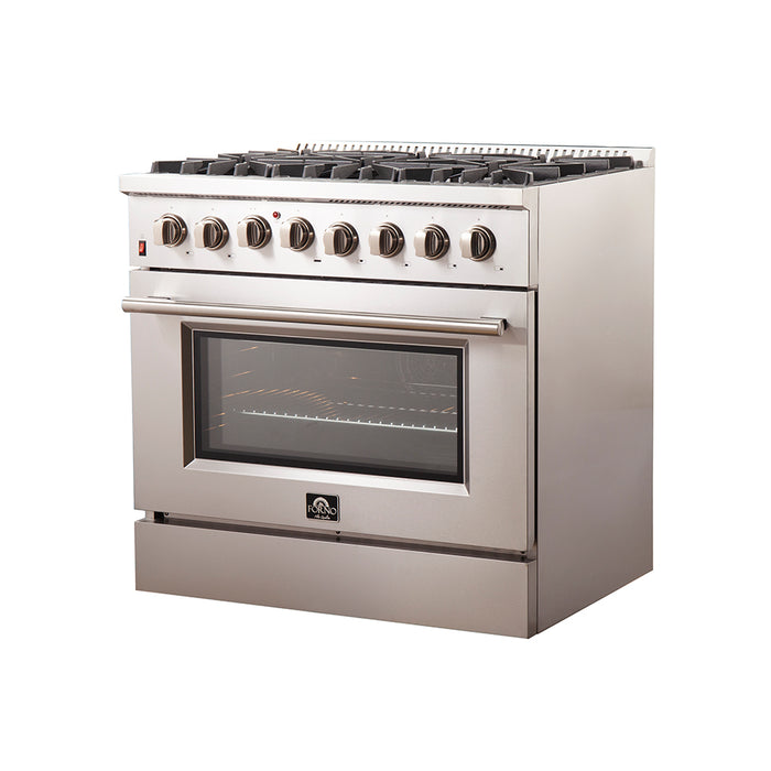 Forno Maniago - 36" Gold Freestanding Dual Fuel Range FFSGS6156-36