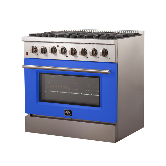 Forno Maniago - 36" Gold Freestanding Dual Fuel Range FFSGS6156-36