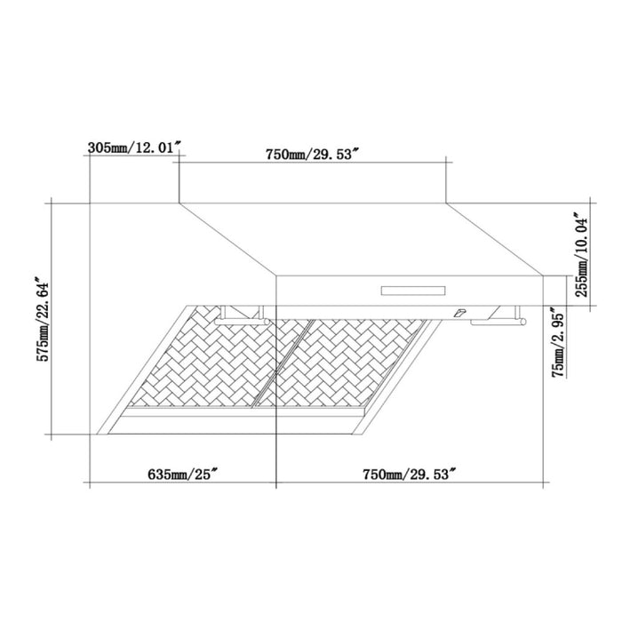 Forno Ansedonia 30" Wall Mount Range Hood, 600 CFM FRHWM5029-30HB