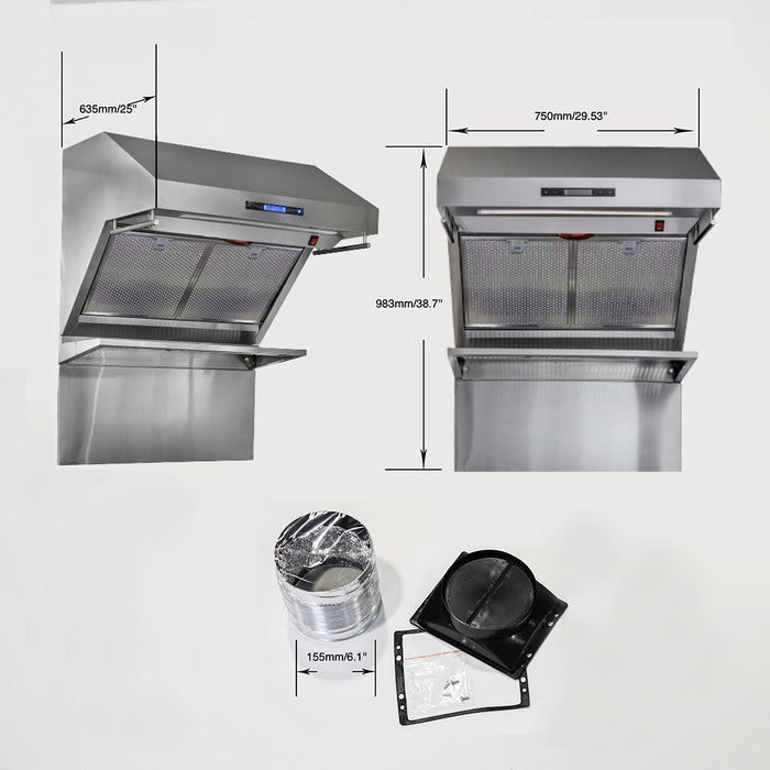 Forno Ansedonia 30" Wall Mount Range Hood, 600 CFM FRHWM5029-30HB