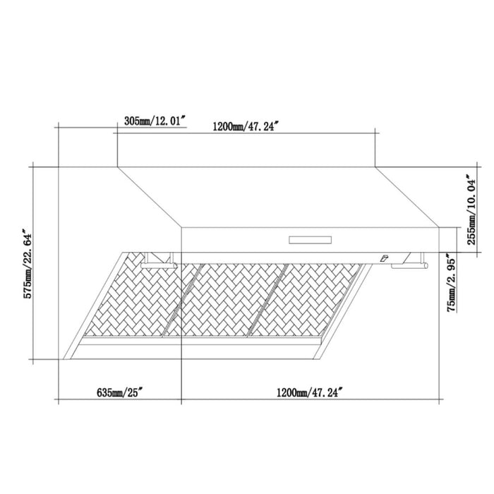 Forno Ansedonia 36" Wall Mount Range Hood, 1200 CFM FRHWM5029-36HB